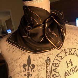 YVES SAINT LAUREN YSL VINTAGE BROWN SMALL  SCARF